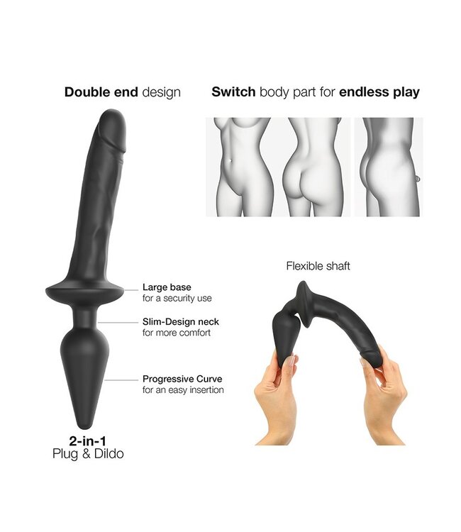 Rimba Strap-On-Me - Realistische Switch Plug-In - 2-in-1 Dildo & Butt Plug Maat L - Zwart