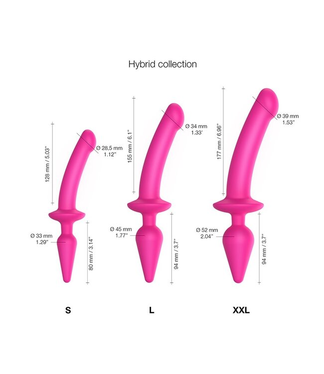 Rimba Strap-On-Me - Semi-Realistische Switch Plug-In - 2-in-1 Dildo & Butt Plug Maat L - Roze
