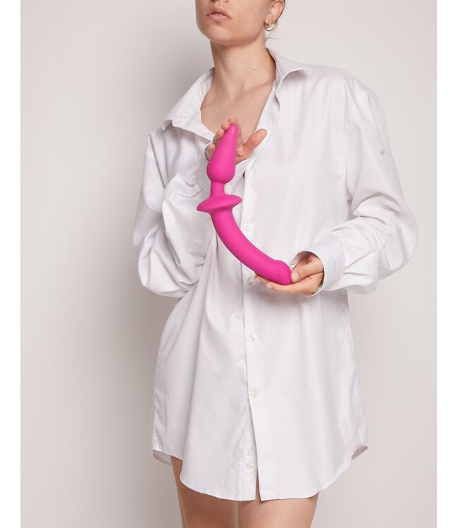 Rimba Strap-On-Me - Semi-Realistische Switch Plug-In - 2-in-1 Dildo & Butt Plug Maat L - Roze