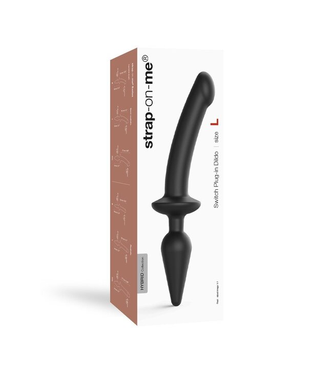 Rimba Strap-On-Me - Semi-Realistische Switch Plug-In - 2-in-1 Dildo & Butt Plug Maat S - Zwart