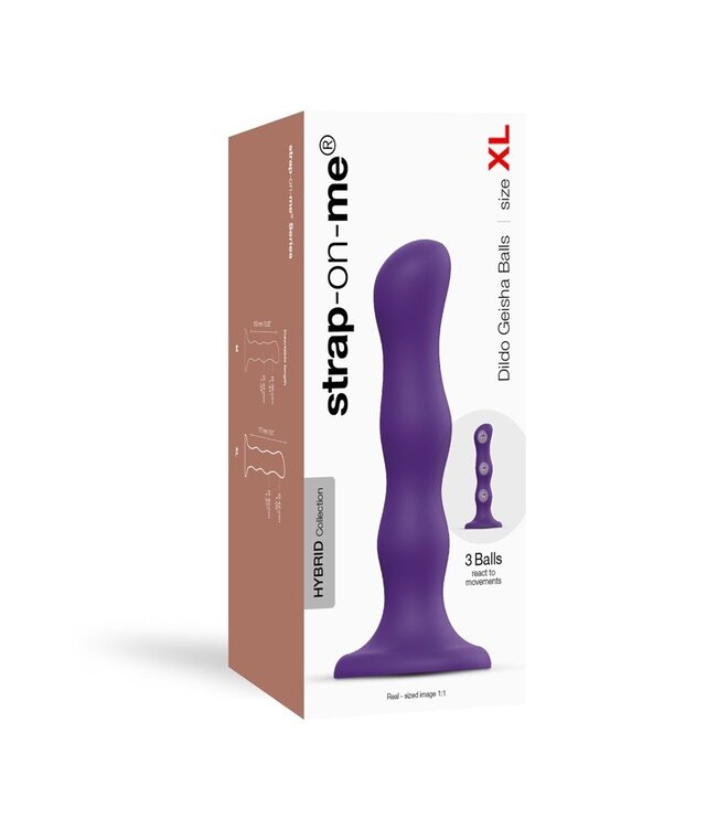 Rimba Strap-On-Me - Geisha Balls - Dildo met Roterende Ballen Maat XL - Paars