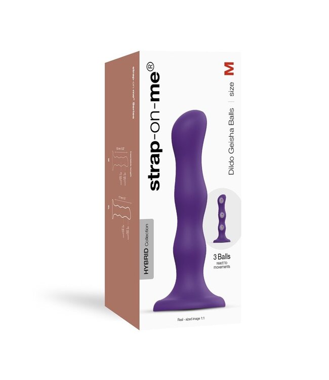 Rimba Strap-On-Me - Geisha Balls - Dildo met Roterende Ballen Maat M - Paars