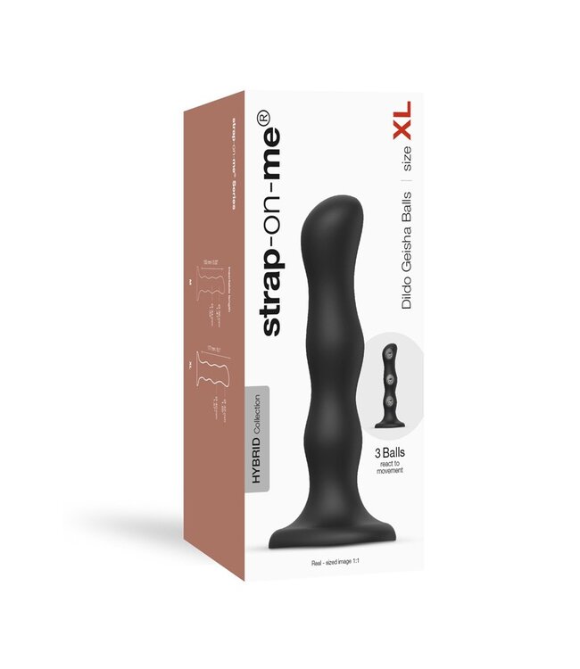 Rimba Strap-On-Me - Geisha Balls - Dildo met Roterende Ballen Maat XL - Zwart