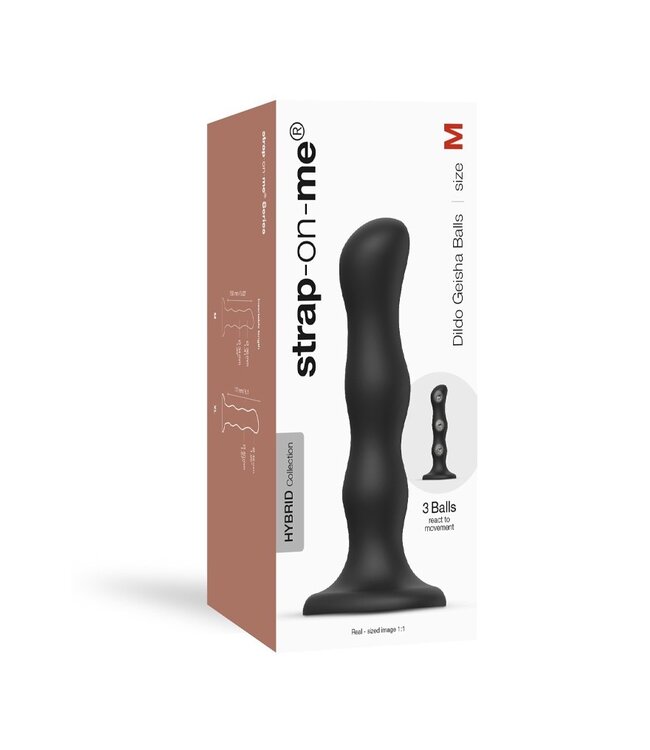 Rimba Strap-On-Me - Geisha Balls - Dildo met Roterende Ballen Maat M - Zwart