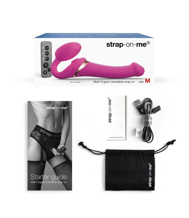 Rimba Strap-On-Me - Multi Orgasm - Strap-On Vibrator met Lik Stimulator Maat M - Roze