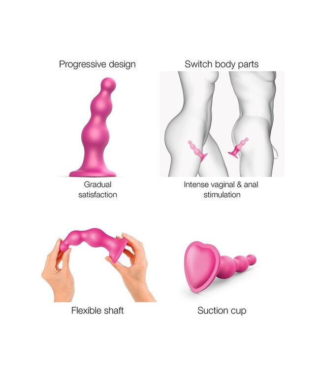 Rimba Strap-On-Me - Dildo Plug Beads Maat L - Metallic Roze