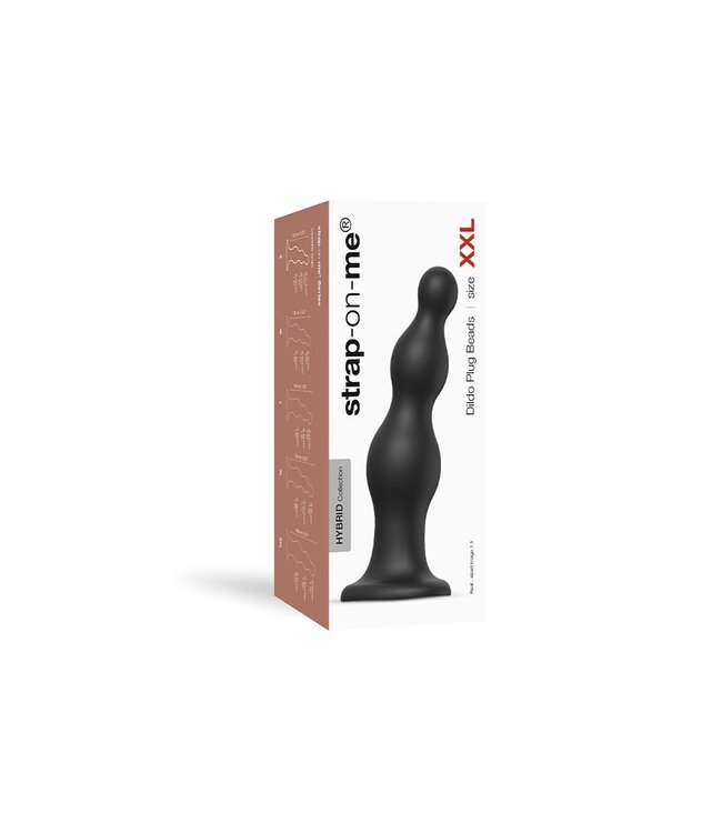 Rimba Strap-On-Me - Dildo Plug Beads Maat XXL - Zwart