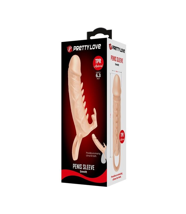 Rimba Pretty Love - Emmitt - Penis Sleeve met geribbeld ontwerp - Nude