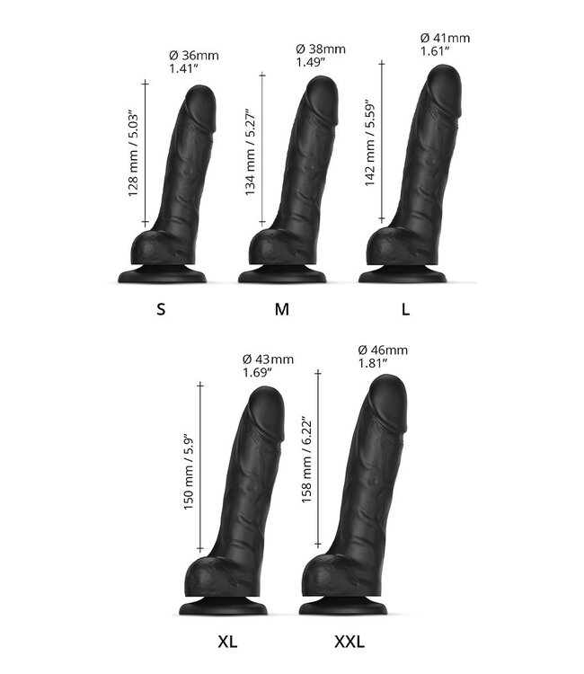 Rimba Strap-On-Me - Sliding Skin Realistic Dildo Maat XXL - Zwart