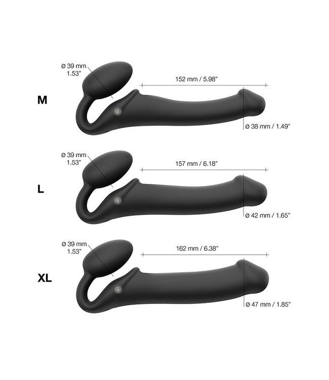 Rimba Strap-On-Me - Buigbare Strap-On Vibrator met Afstandsbediening Maat M - Zwart