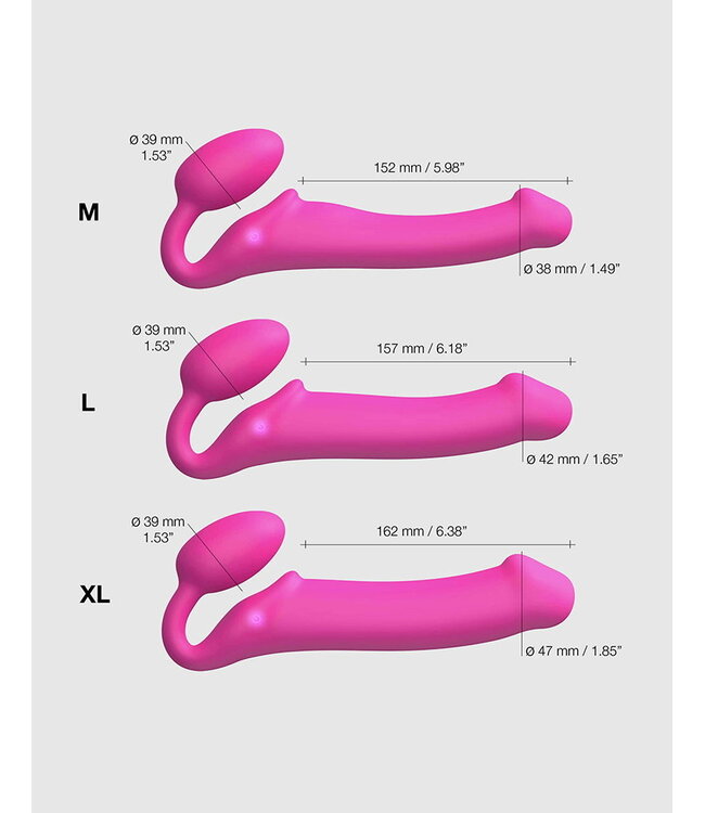 Rimba Strap-On-Me - Buigbare Strap-On Vibrator met Afstandsbediening Maat XL - Fuchsia