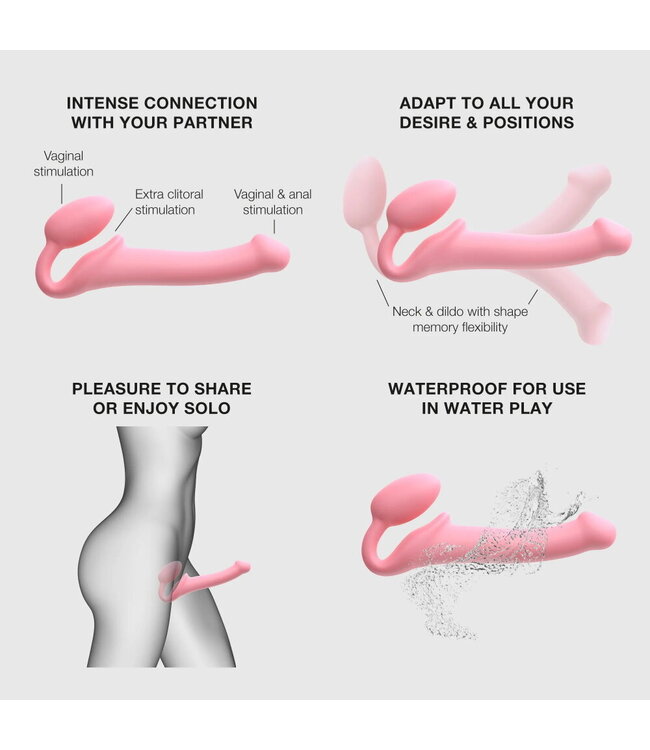 Rimba Strap-On-Me - Semi-Realistische Buigbare Strap-On Dildo Maat S - Roze