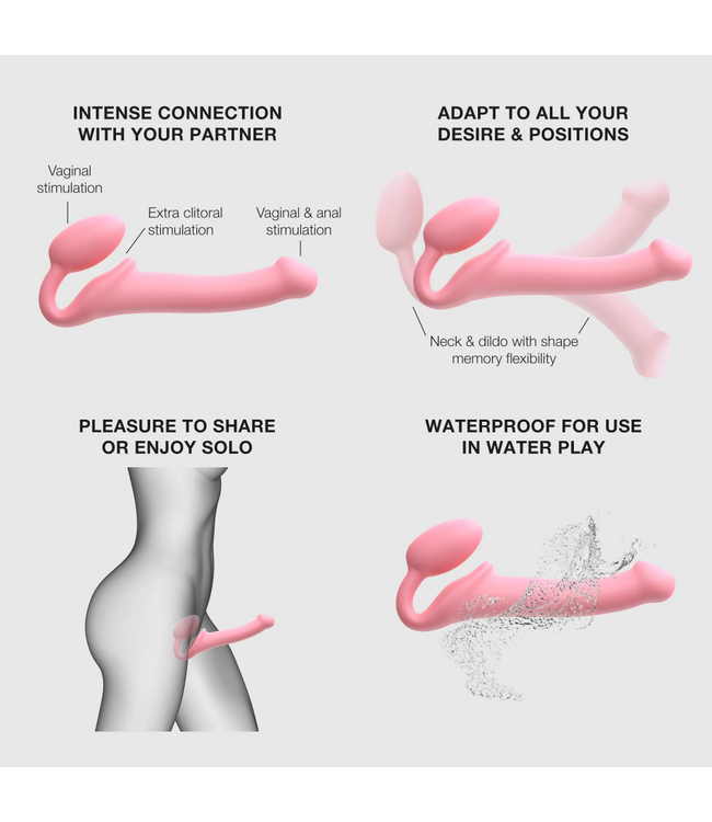 Rimba Strap-On-Me - Semi-Realistische Buigbare Strap-On Dildo Maat M - Roze
