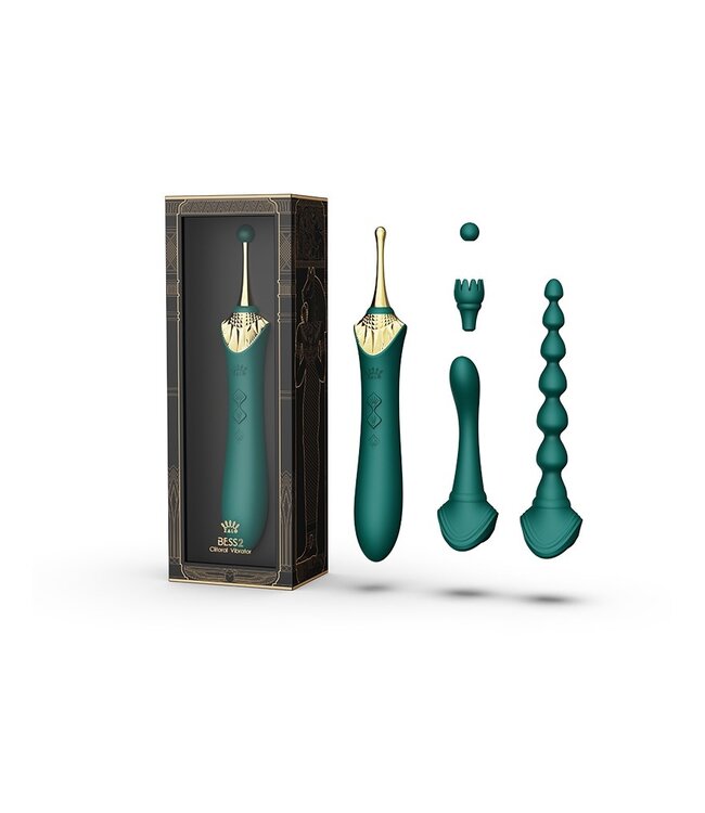 Rimba ZALO - Bess 2 - Verwarmende Clitoris Massager met 4 opzetstukken - Groen