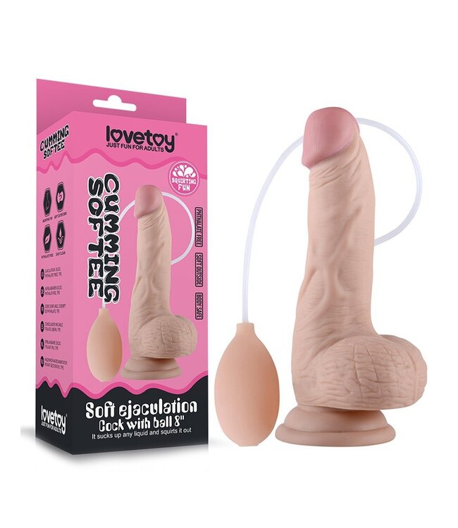 Rimba LoveToy - Soft Ejaculation Cock met testikels 20 cm - Squirting Dildo - Nude