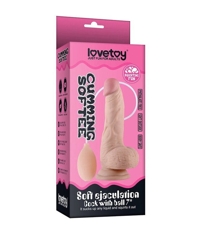 Rimba LoveToy - Soft Ejaculation Cock met testikels 20 cm - Squirting Dildo - Nude