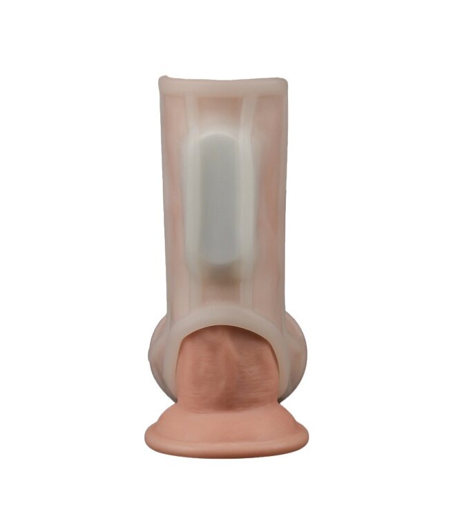 Rimba LoveToy - Ridge Knights Ring - Vibrerende Penis Sleeve - Wit