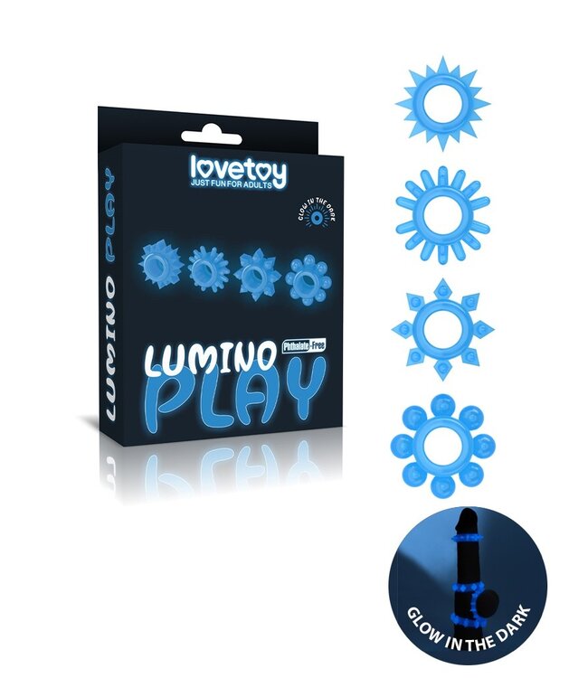 Rimba LoveToy - Lumino Play Cock Ring Set van 4 - Glow in the Dark