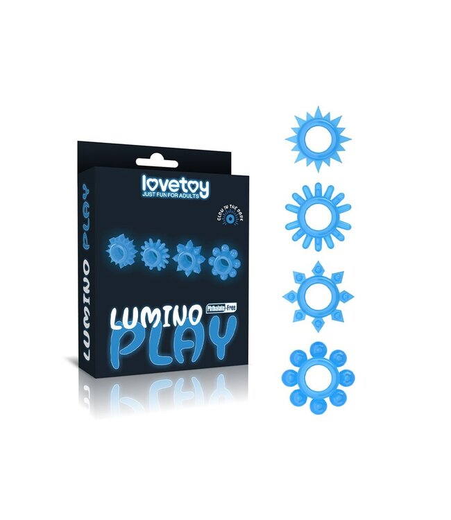 Rimba LoveToy - Lumino Play Cock Ring Set van 4 - Glow in the Dark