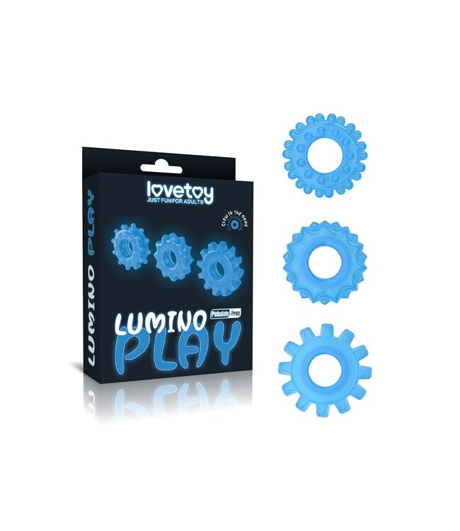 Rimba LoveToy - Lumino Play Cockring Set van 3 - Glow in the Dark