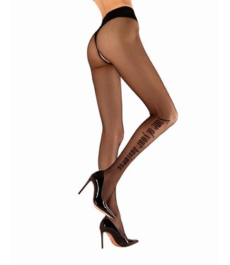 Rimba Ballerina - Black Secret - Exclusieve panty met open kruis (20 denier) - Zwart