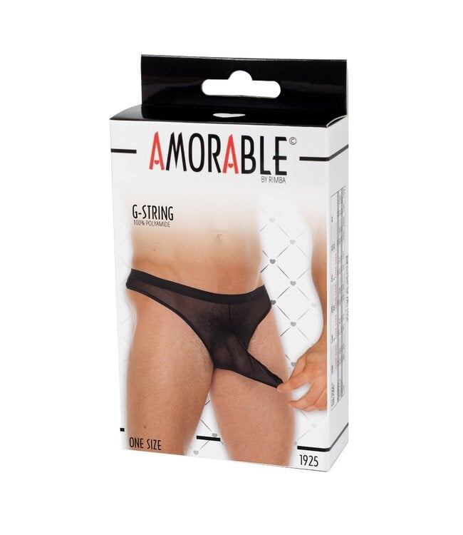 Rimba Amorable by Rimba - Doorzichtige string met tuit - One Size - Zwart