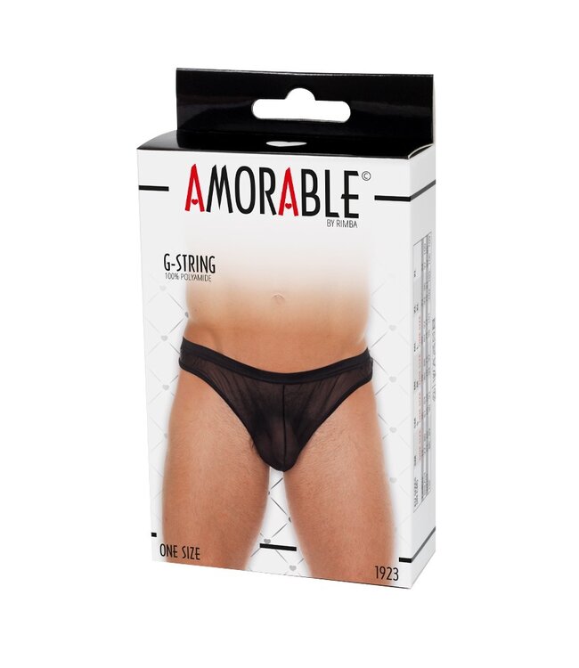 Rimba Amorable by Rimba - Doorzichtige string - One Size - Zwart