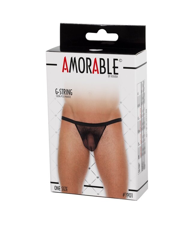 Rimba Amorable by Rimba - Doorzichtige string - One Size - Zwart