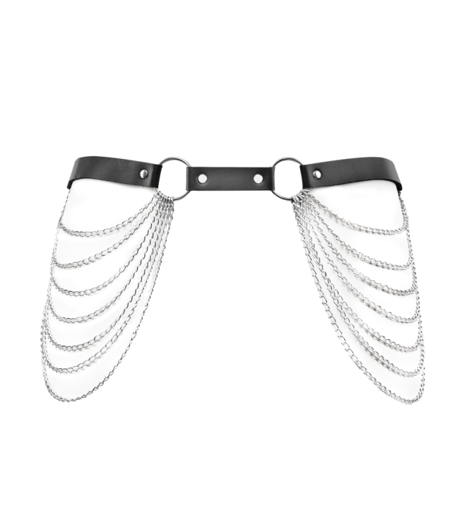 Rimba Amorable by Rimba - Jarretelgordel met kettingen - One Size - Zwart, Zilver