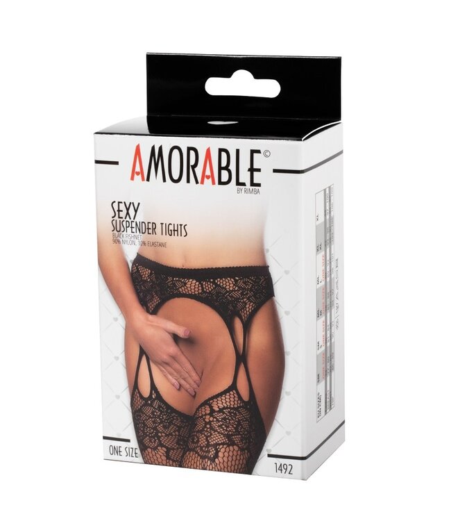Rimba Amorable by Rimba - Jarretel Panty - One Size - Zwart