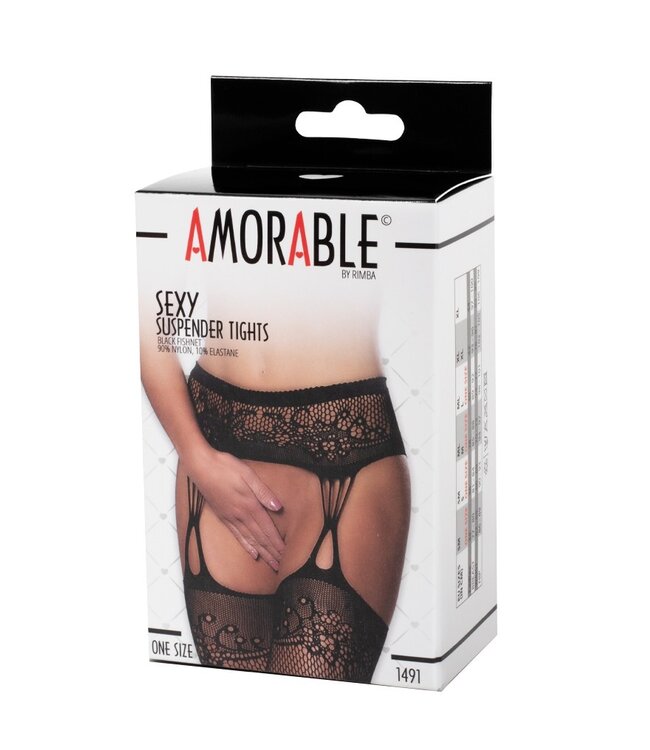 Rimba Amorable by Rimba - Jarretel Panty - One Size - Zwart