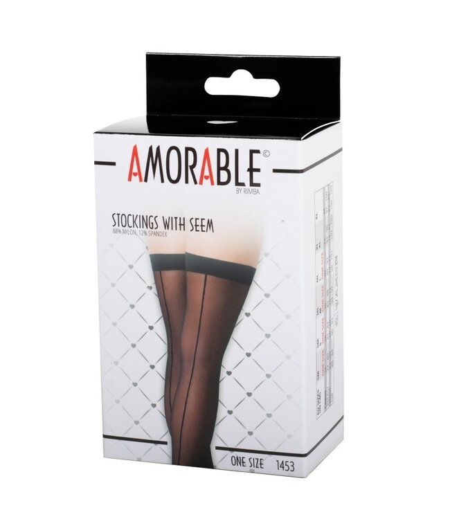 Rimba Amorable by Rimba - Kousen met Naad - One Size - Zwart