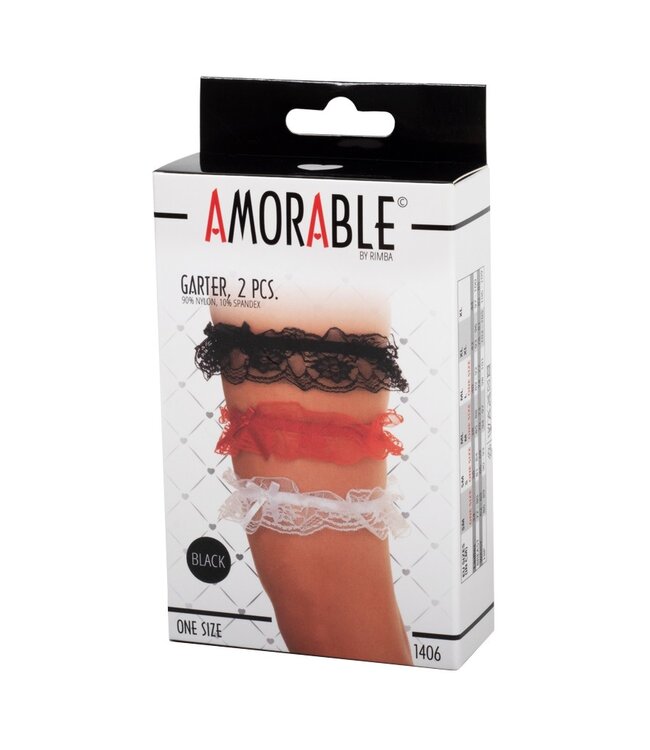 Rimba Amorable by Rimba - Kousenbanden (2 stuks) - One Size - Zwart