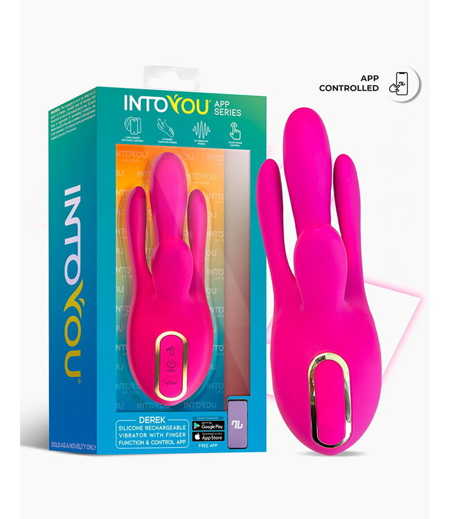 Rimba IY - Derek - Vibrator met vingerbeweging, 3 motoren, App-bediening - Roze