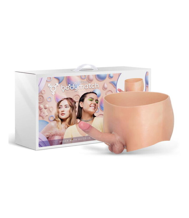 Rimba BODYMATCH - Blayke - Boxershort met ingebouwde penis van 18 cm - Siliconen - One Size - Huidskleur
