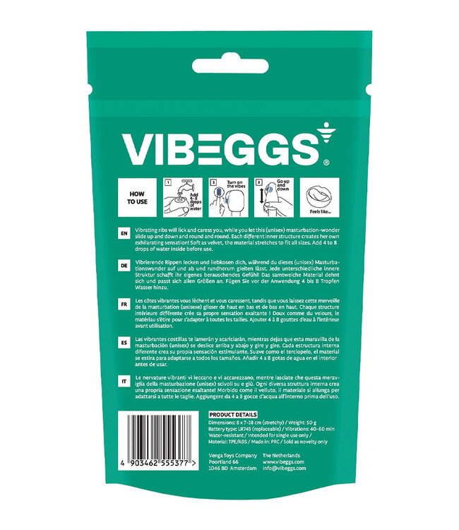 Rimba VIBEGGS - Ribs Delight - Vibrerende Masturbatie Sleeve - Wit