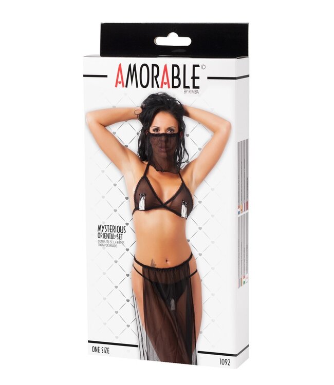 Rimba Amorable by Rimba - Buikdanseres set (4 delig) - One Size - Zwart