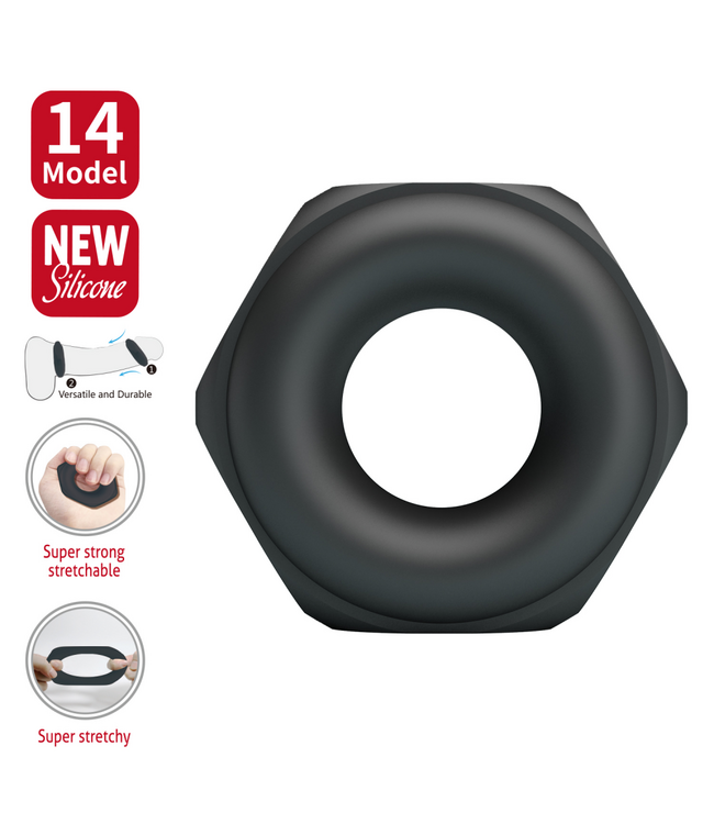 Rimba Crazy Bull - Jarvius - Super Soft Siliconen Ring - Model 14 - Zwart