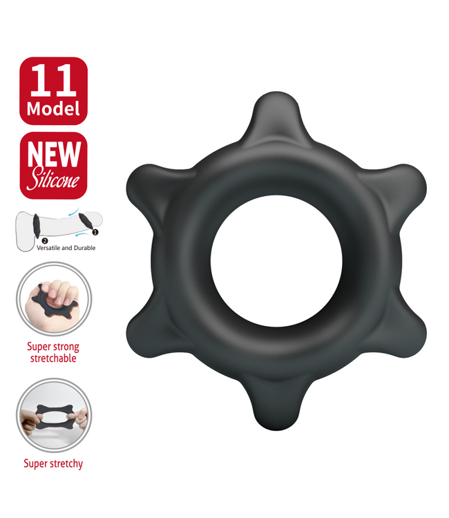 Rimba Crazy Bull - Ethaniel - Super Soft Siliconen Ring - Model 11 - Zwart
