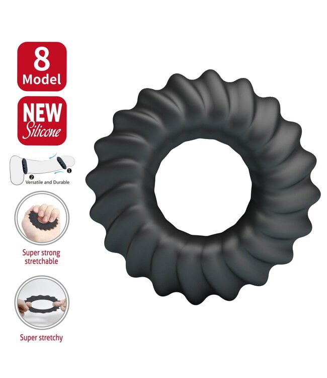 Rimba Crazy Bull - Fitz - Super Soft Siliconen Ring - Model 8 - Zwart