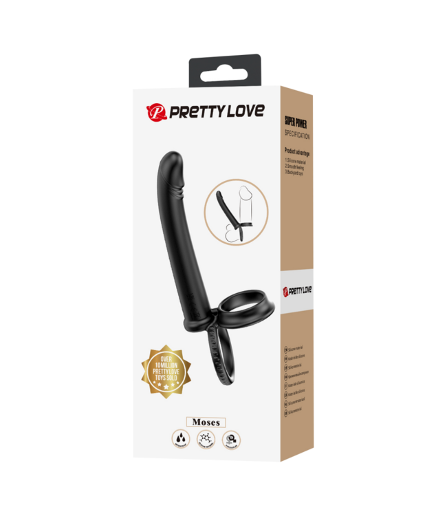 Rimba Pretty Love - Moses - Cock en Ball Ring Dildo - Zwart
