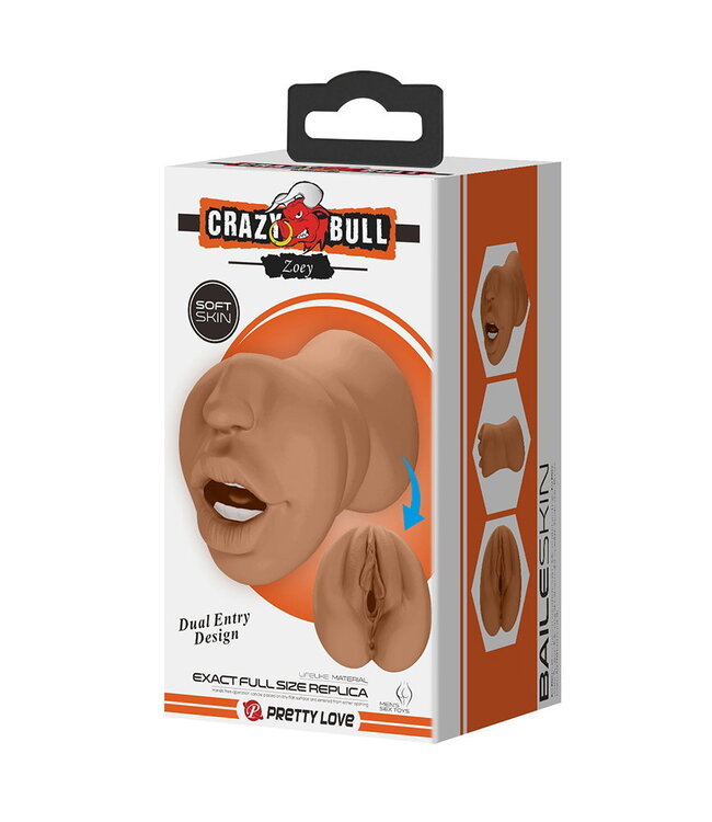 Rimba Crazy Bull - Zoey - Premium Dual Channel Mannelijke Masturbator - Bruin
