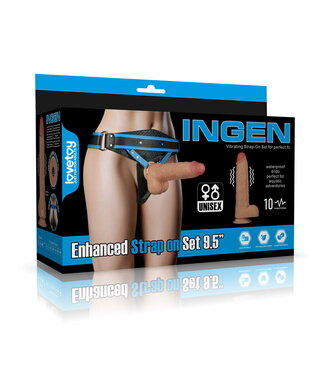 Rimba LoveToy - Ingen - Vibrating Enhanced Strap-on Set 9,5"/ 24 cm - Maat L/XL/2XL - Nude