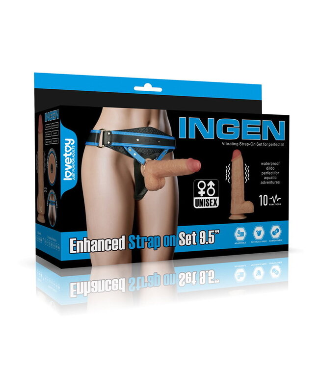 Rimba LoveToy - Ingen - Vibrating Enhanced Strap-on Set 9,5"/ 24 cm - Maat L/XL/2XL - Nude