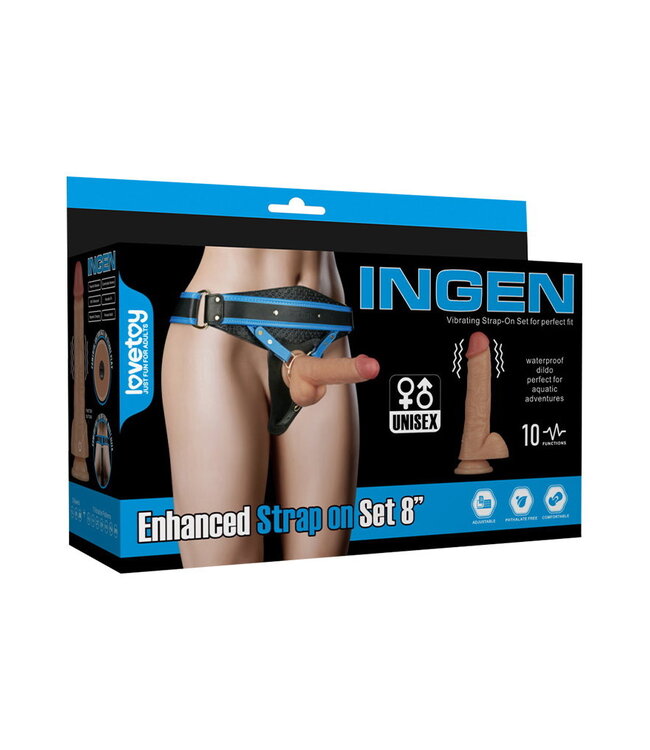 Rimba LoveToy - Ingen - Vibrating Enhanced Strap-on Set 8"/ 20 cm - Maat L/XL/2XL - Nude