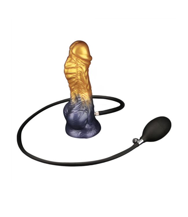 Rimba LoveToy - Dual Density Opblaasbare Dildo 7,5" / 19 cm - Goud/Zwart