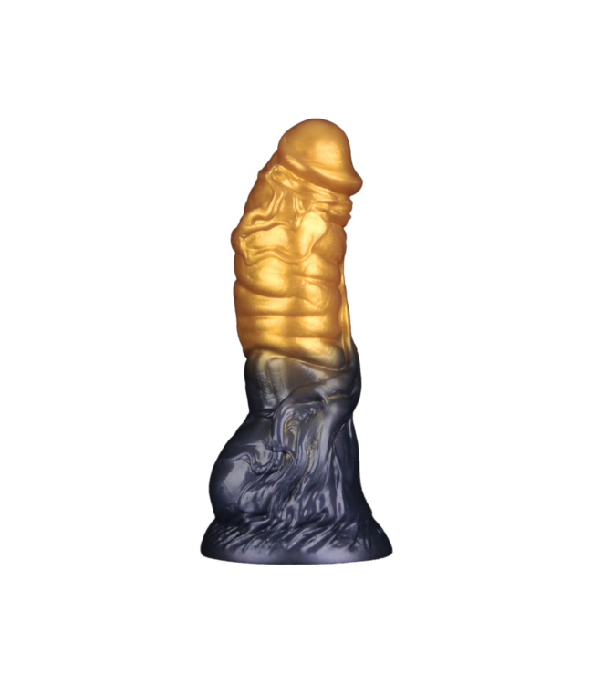 Rimba LoveToy - Dual Density Opblaasbare Dildo 7,5" / 19 cm - Goud/Zwart