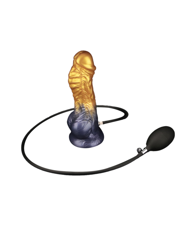 Rimba LoveToy - Dual Density Opblaasbare Dildo  8"/ 20 cm - Goud/Zwart