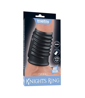 Rimba LoveToy - Spiral Knights Ring - Vibrerende Penis Sleeve (Ø 3,7 cm) - Zwart