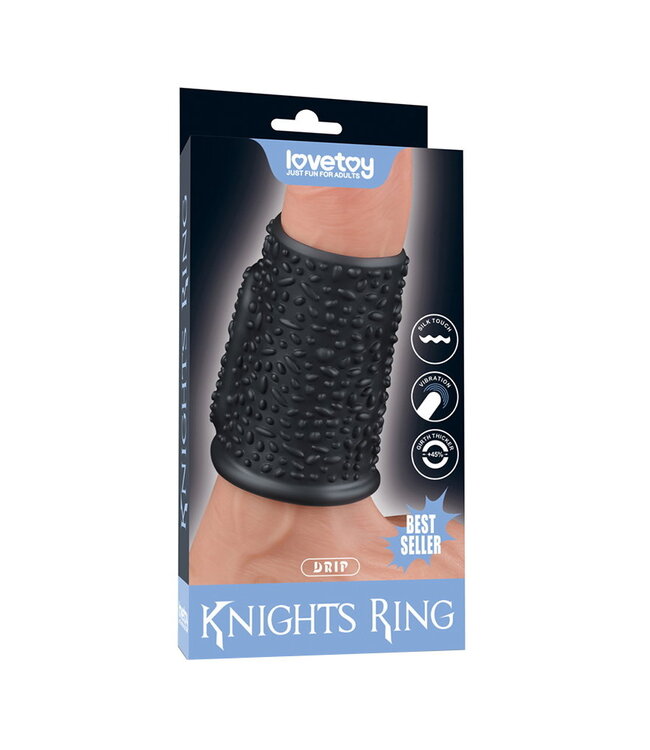 Rimba LoveToy - Drip Knights Ring - Vibrerende Penis Sleeve (Ø 3,7 cm) - Zwart
